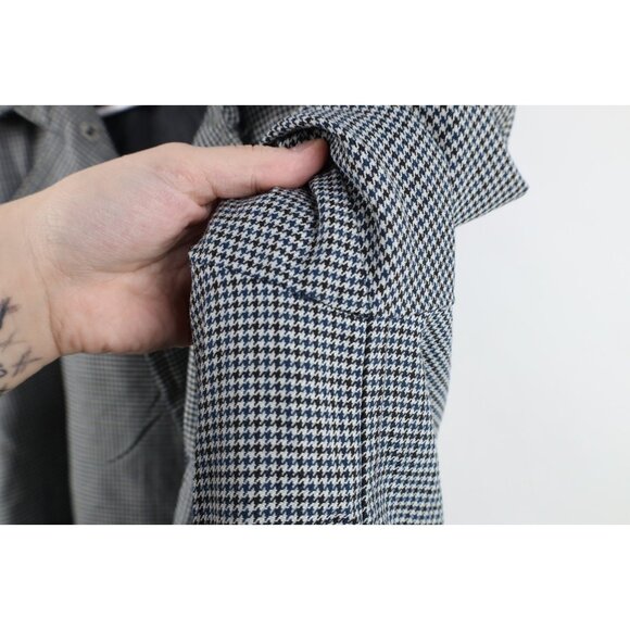 Vtg 60s 70s Streetwear Mens 38S Rayon Blend Houndstooth Trench Coat Rain Jacket - Picture 7 of 16